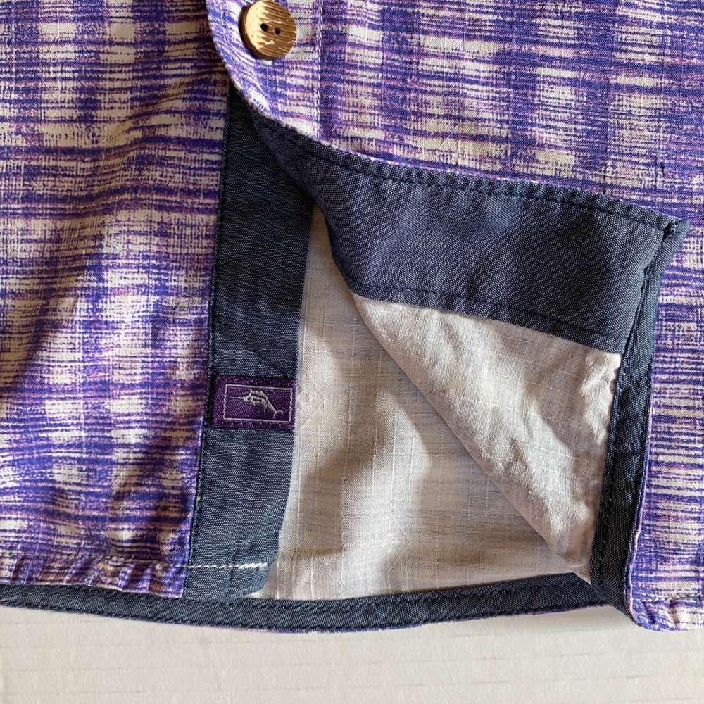 Tommy Bahama Button Up Shirt Purple Plaid Short Sleeve Casual - Silk M‎ - Picture 8 of 12